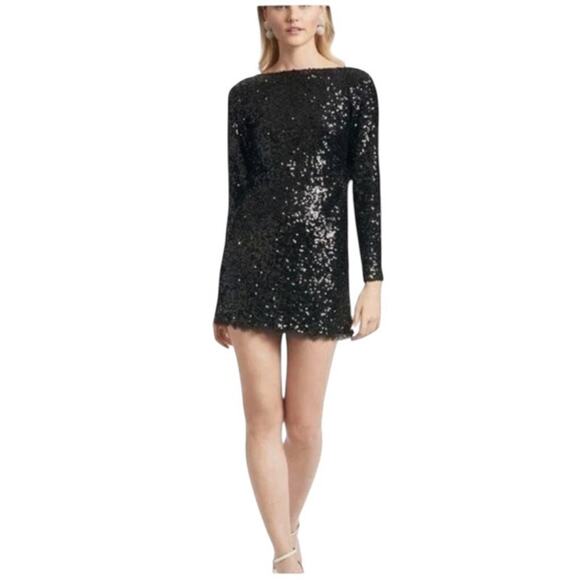 Sachin + Babi  Size 14 NEW Womens Black Cameron Sequin Low Back Mini Dress NWT - Picture 2 of 10